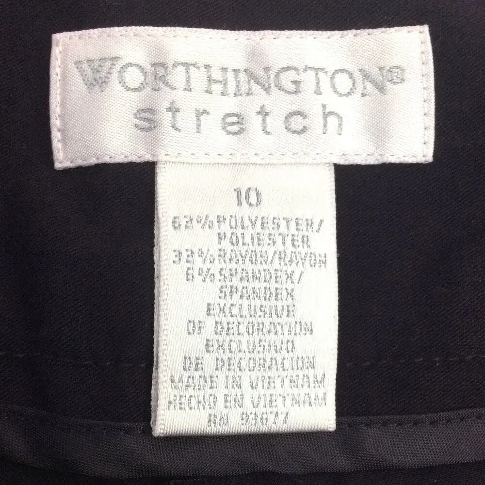Worthington Women's Stretch Floral Embroidered Waist Purple Straight Leg Size 10